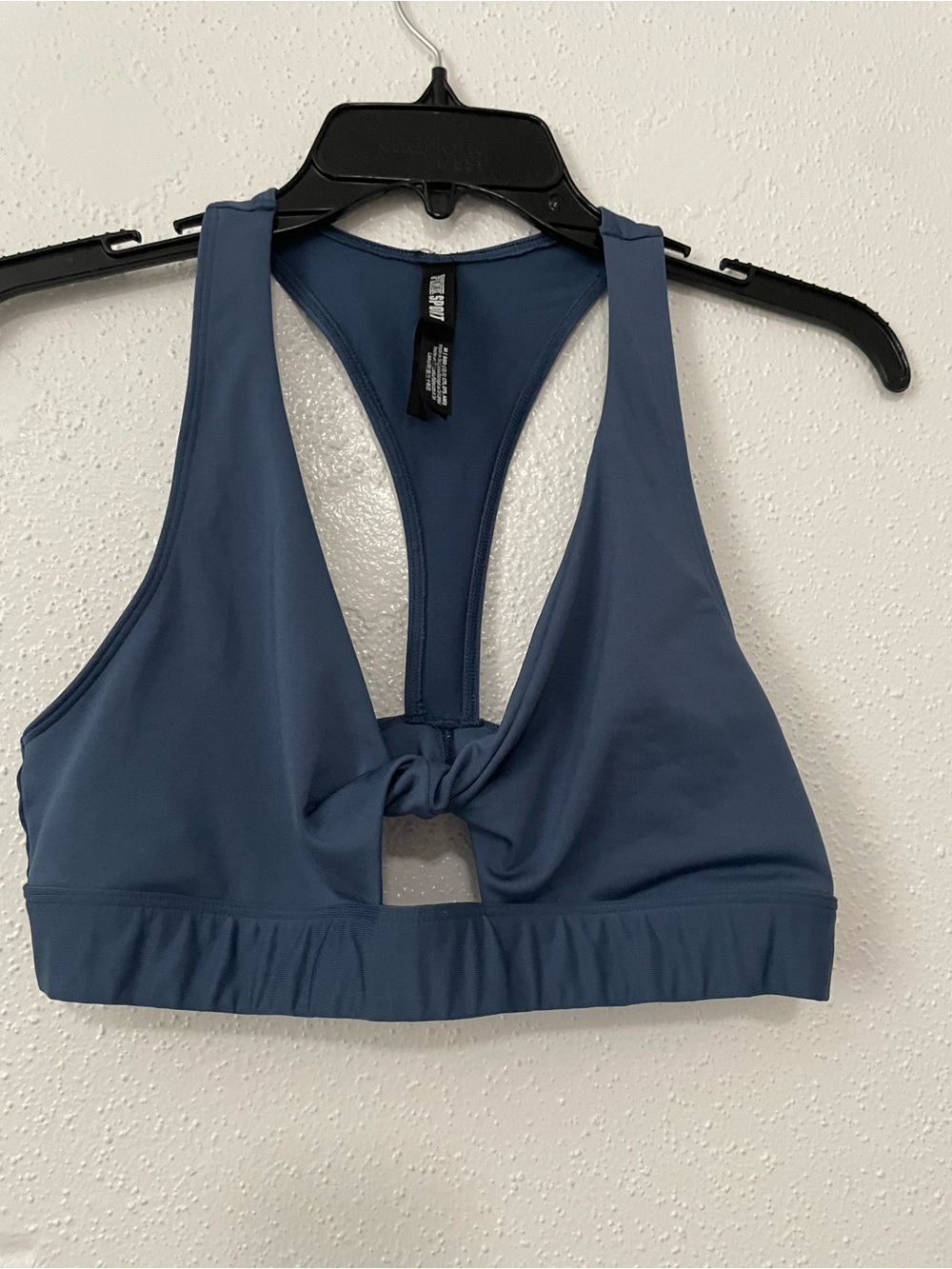 PINK Victoria's Secret Knot-Front Racerback Sports Bra in Dusty Blue